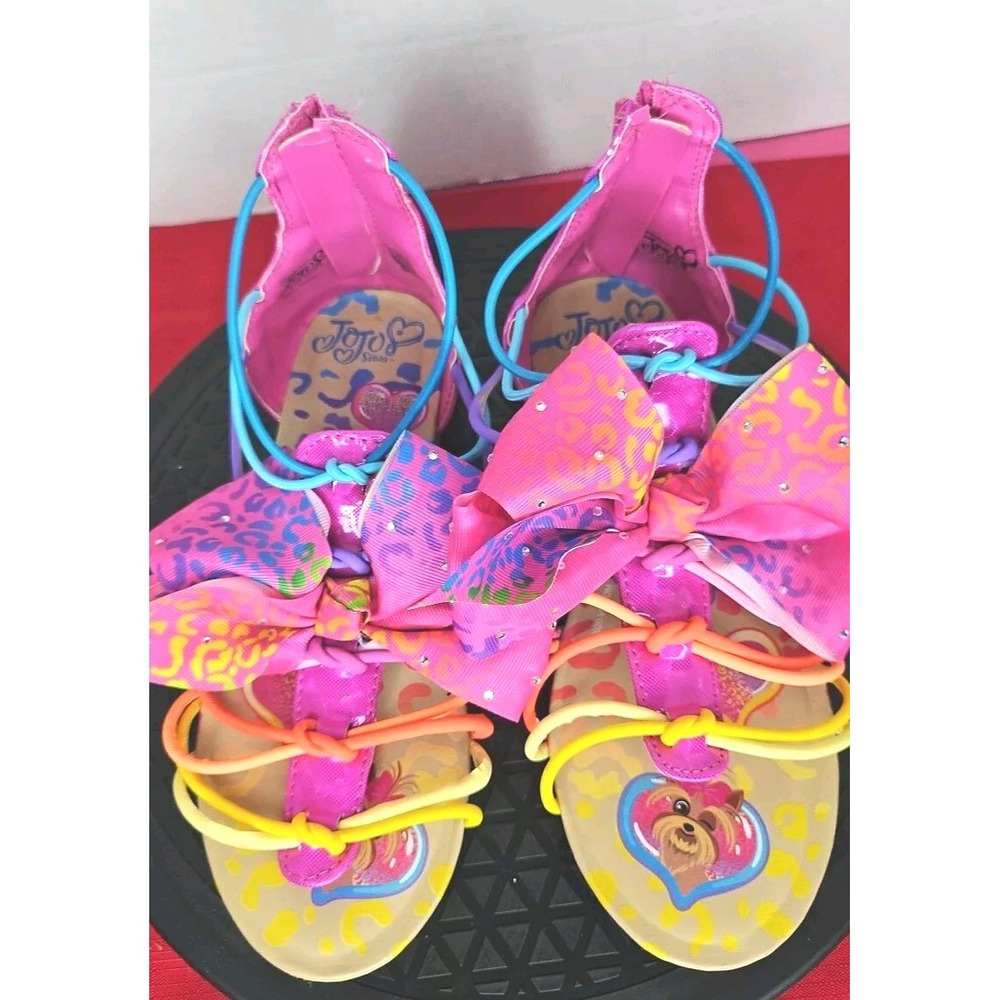 Nickelodeon Jojo Siwa Bow Rainbow Gladiator Sandals Big‎ Kids shoes size 4